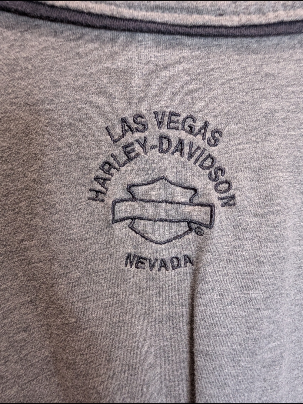 Harley-Davidson Grey and Navy Las Vegas Baseball-Style Shirt VINTAGE - Picture 8 of 8
